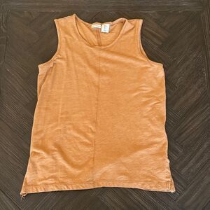 max studio tank top, tan, brown, neutral, sleeveless, classic, fall, size small